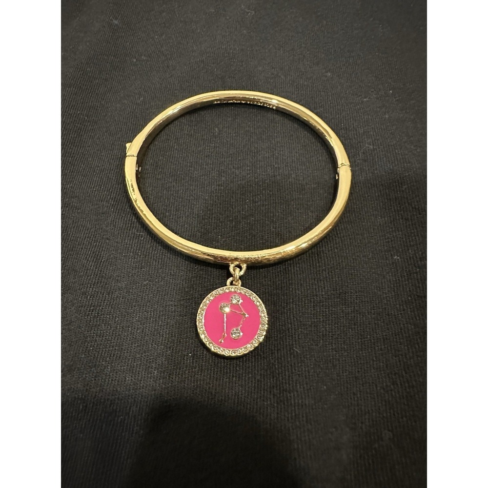 Kate Spade Bracelet Clasp Bangle Pink Libra Horoscope Sign Crystal Sparkle